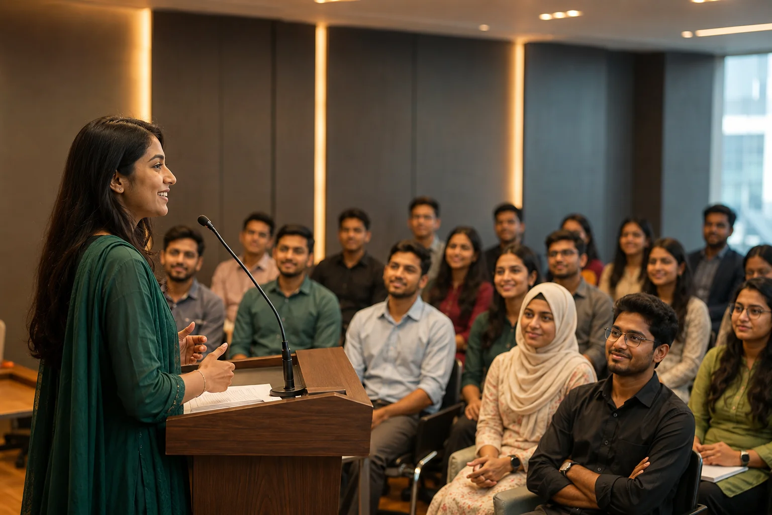 Young people participating in a civic leadership seminar